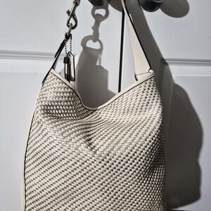 Coach Cream Woven Shoulder Hobo